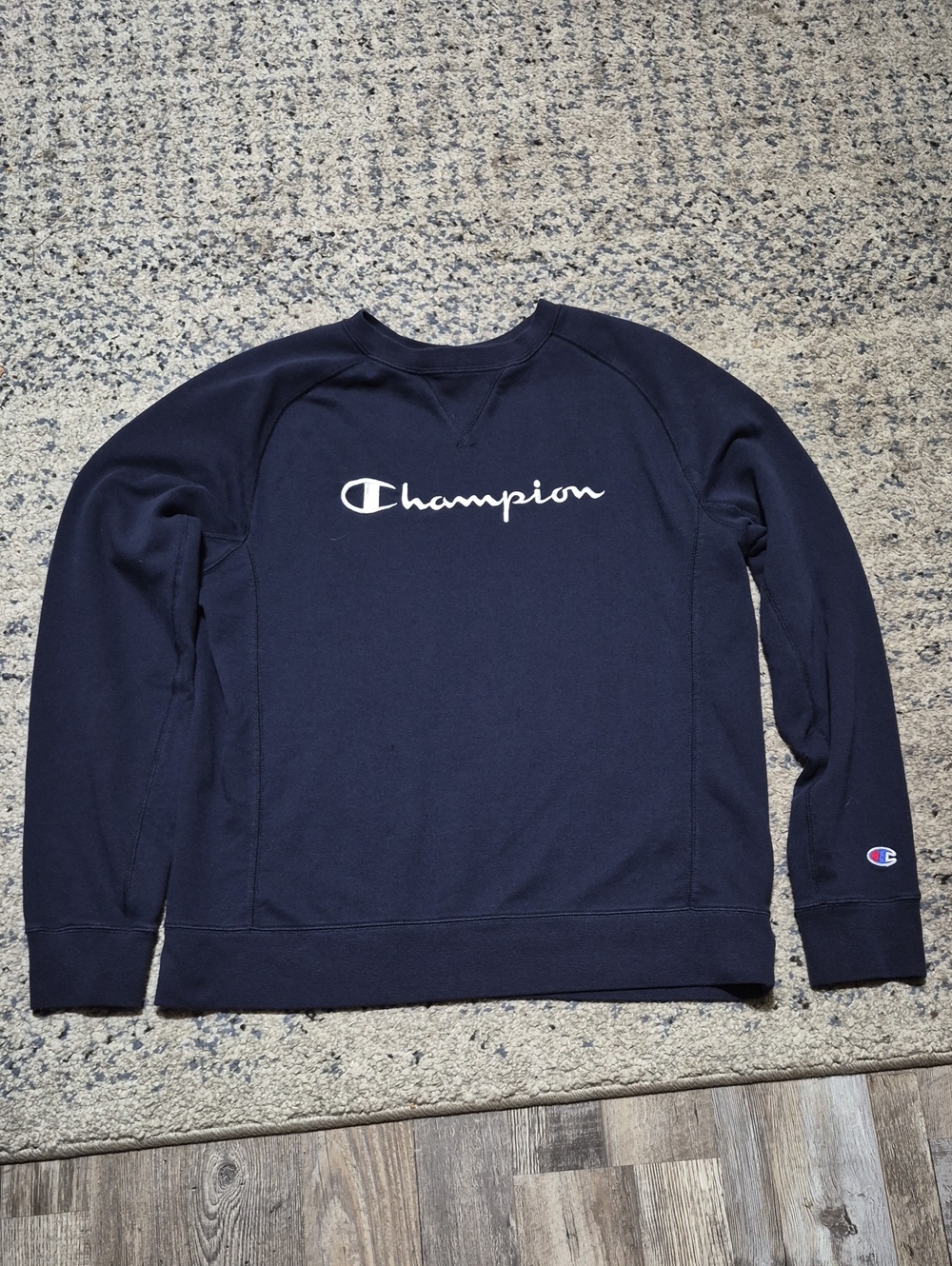 Champion Men’s Crewneck Sweatshirt - Navy with White Script